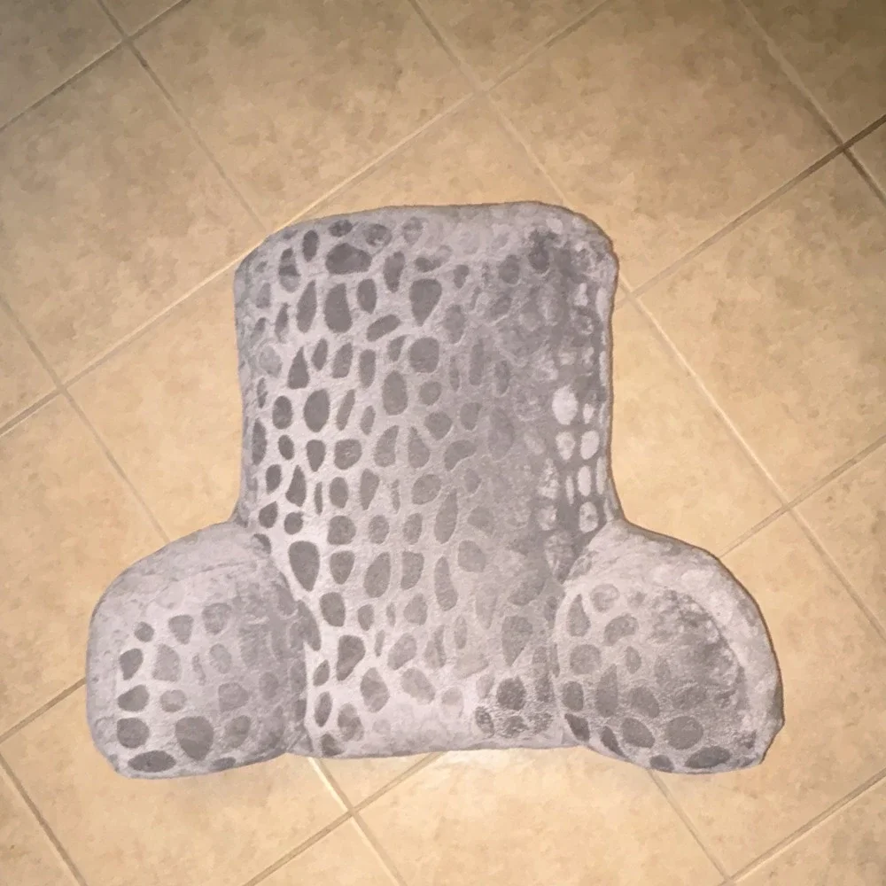 Mainstays Soft Grey Plush Back Rest Pillow Leopard Spot Lounge Cushion 27x18